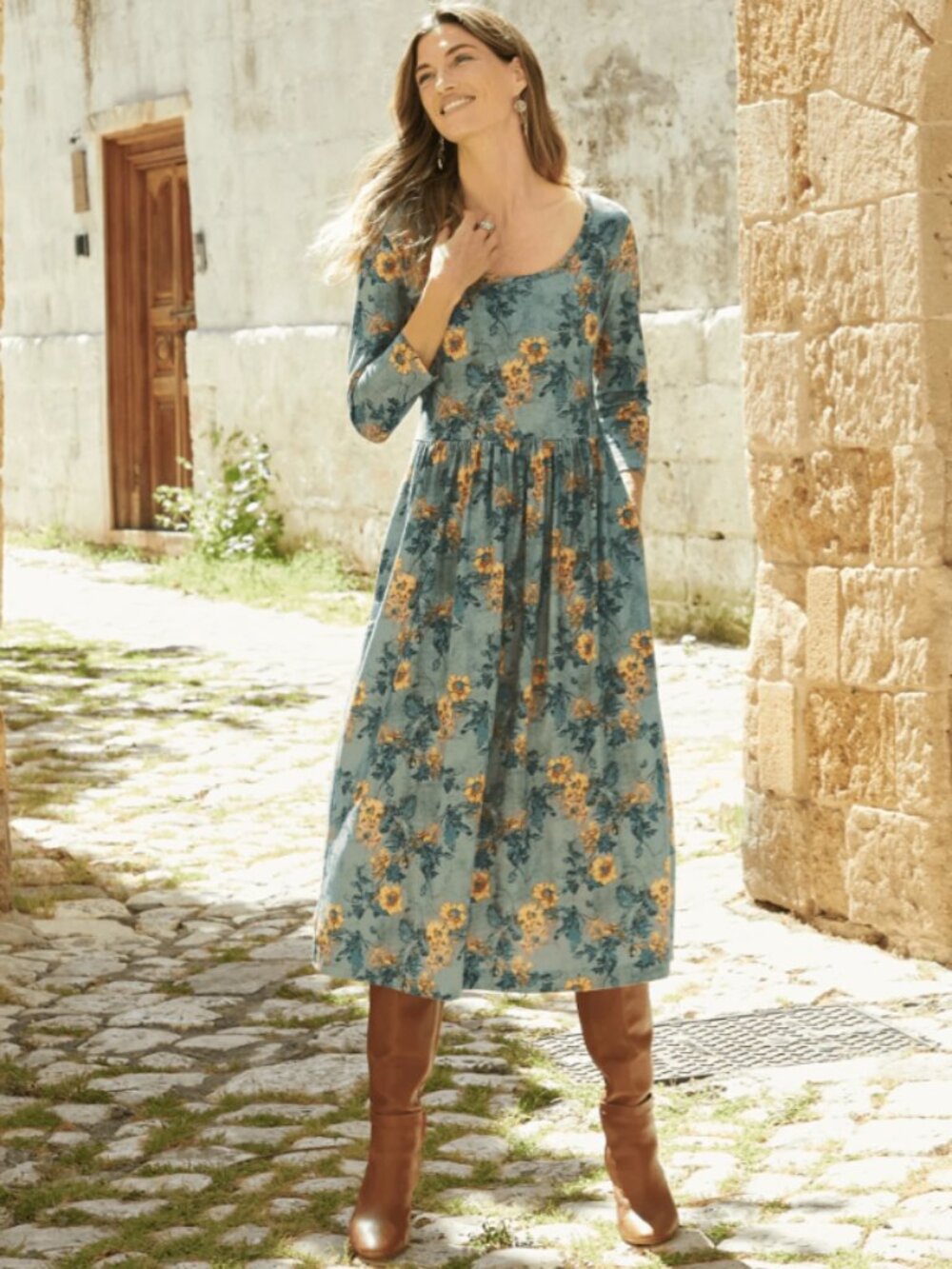 Peruvian Connection Wildflower Dress in Slate